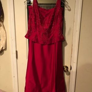Two piece red prom dress